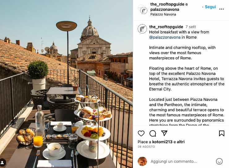 Colazione a Palazzo Navona da sogno 