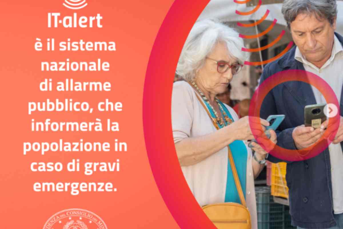 Messaggio IT-Alert nel Lazio
