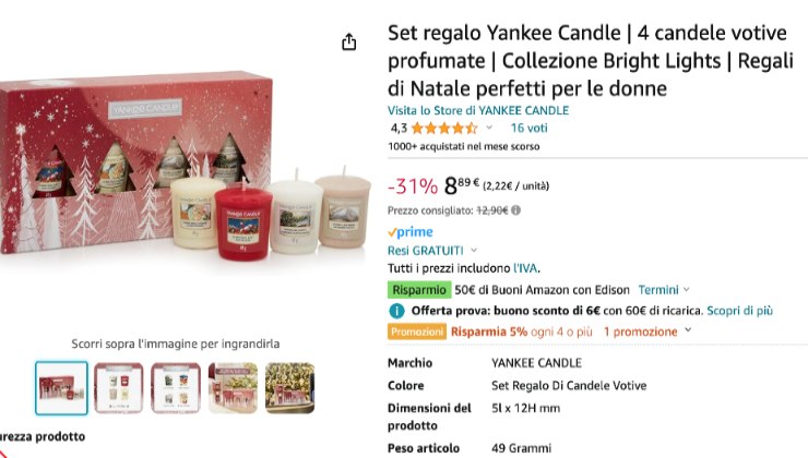 set regalo yankee candle