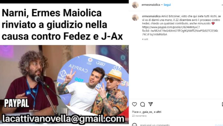 Fedez chiede 100.000 euro per la fake news